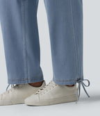 Halara Flex™ Jogging décontracté en denim taille mi-haute croisé avec cordon de serrage et poches