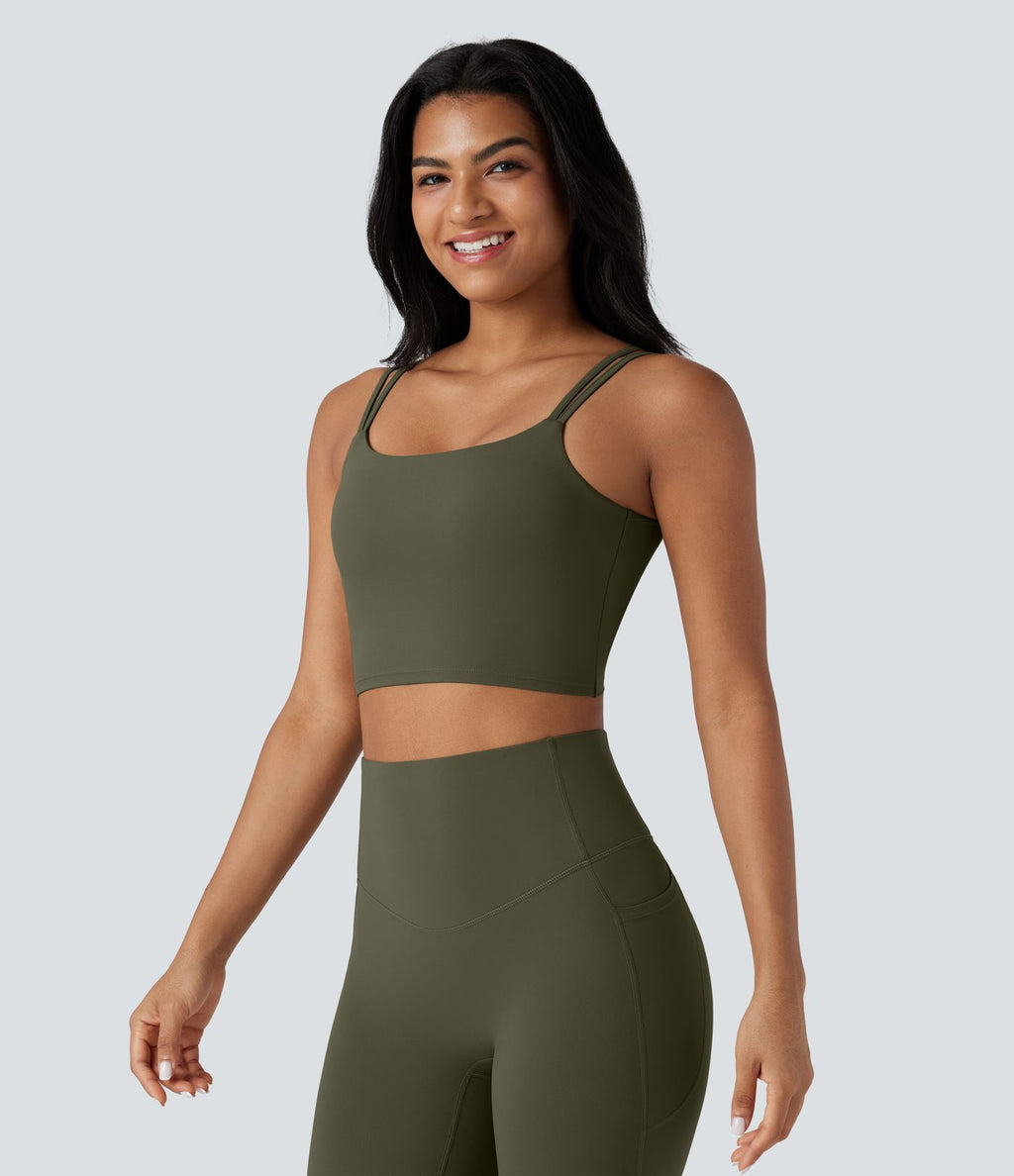 Débardeur yoga court Halara UltraSculpt™ double bretelles torsadé dos nu