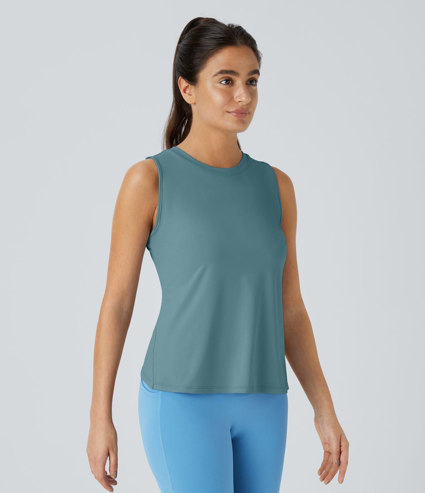 Top Débardeur Yoga Uni à Ourlet Croisé et Découpe