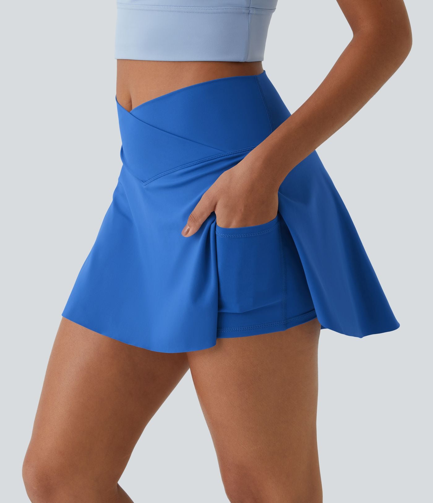 Jupe de tennis mini 2-en-1 quotidienne SoftlyZero™ Airy avec croisement, poche latérale et effet frais InstantCool, Lucid, protection solaire UPF50+