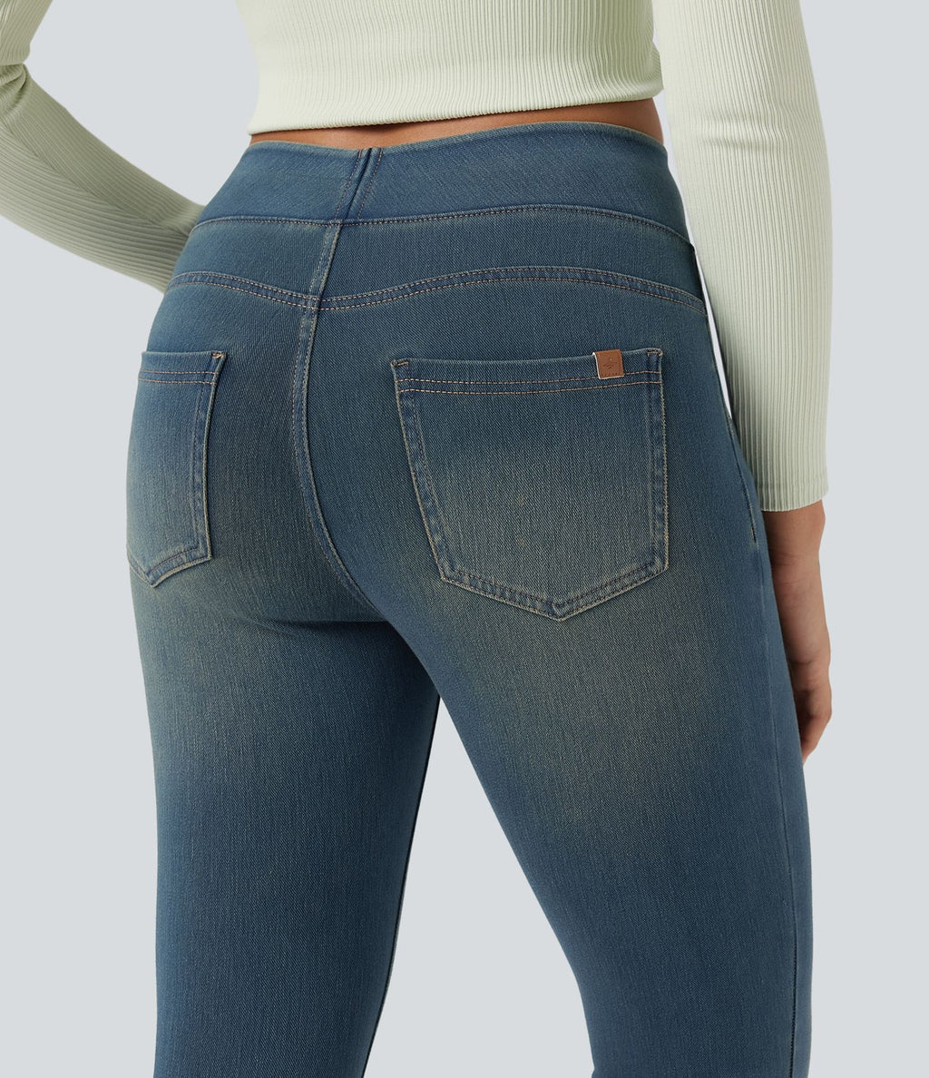 Leggings 7/8 décontractés en denim taille haute avec poches Halara Flex™