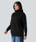 Pull tailleur col montant manches longues - Réversible devant et dos
