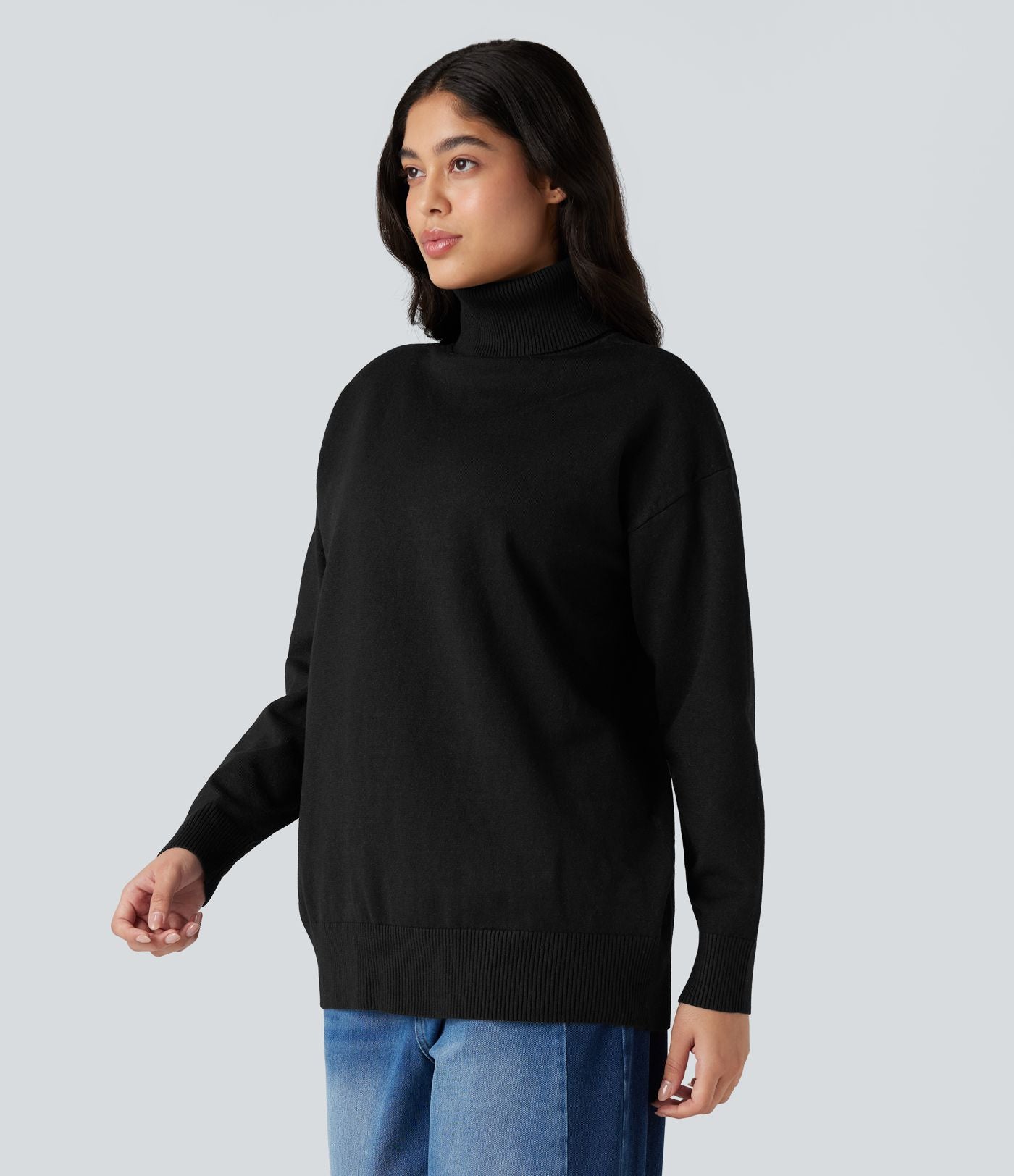 Pull tailleur col montant manches longues - Réversible devant et dos