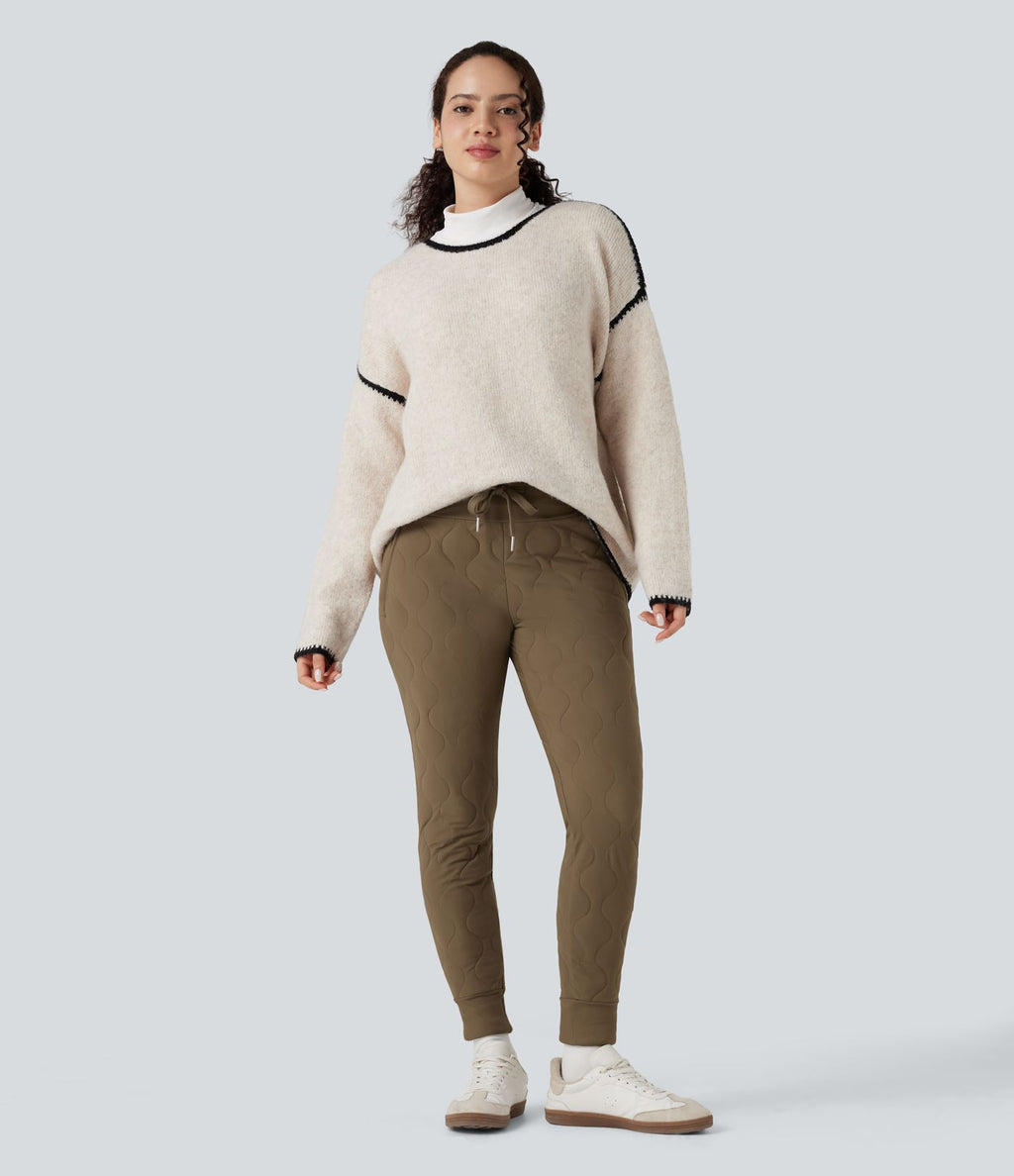 Jogging matelassé casual PuffFlex taille haute avec cordon de serrage et poches