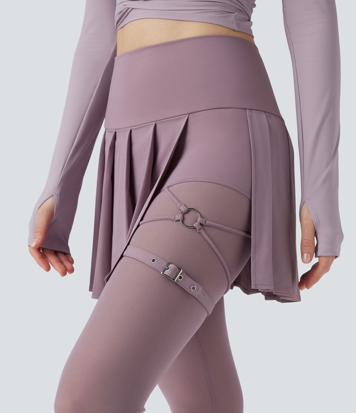 Legging à jupe étrier danse Breezeful™ 2-en-1 taille haute plissé résille contrastante séchage rapide avec poches