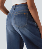 Jean Barrel Halara Flex™ taille mi-haute coupe tonneau effet délavé avec poches