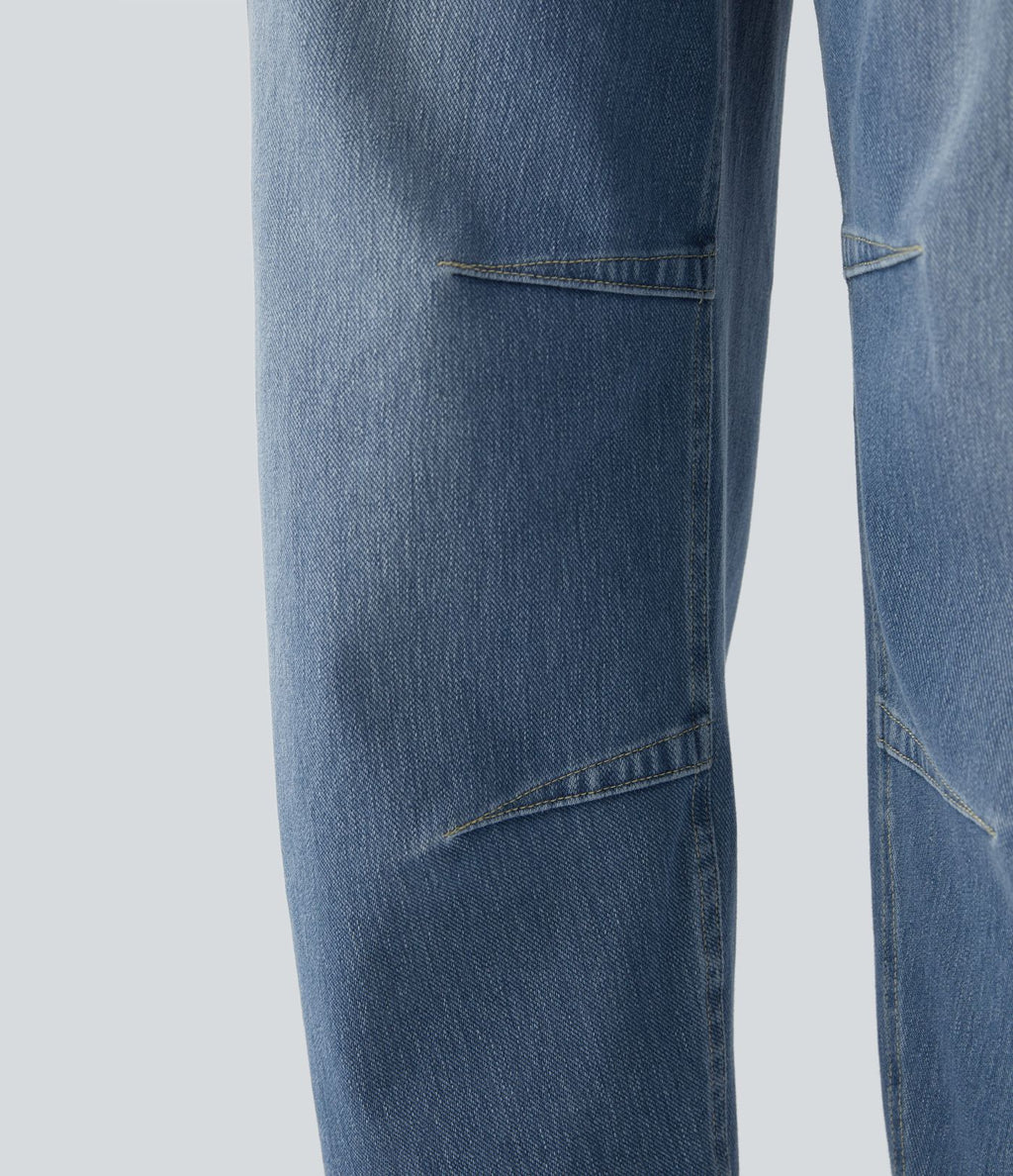 Jean Barrel 7/8 décontracté taille mi-haute avec poches Halara Flex™