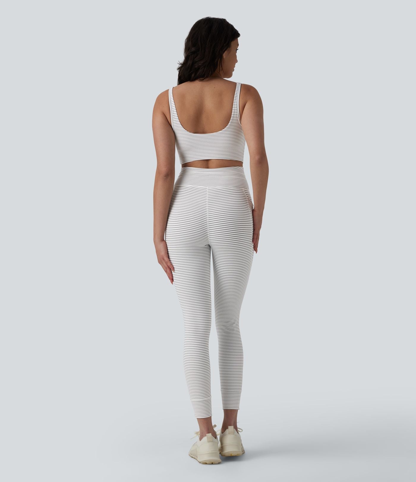 Combinaison de yoga à rayures col U cordon de serrage et poches - Édition Easy Peasy