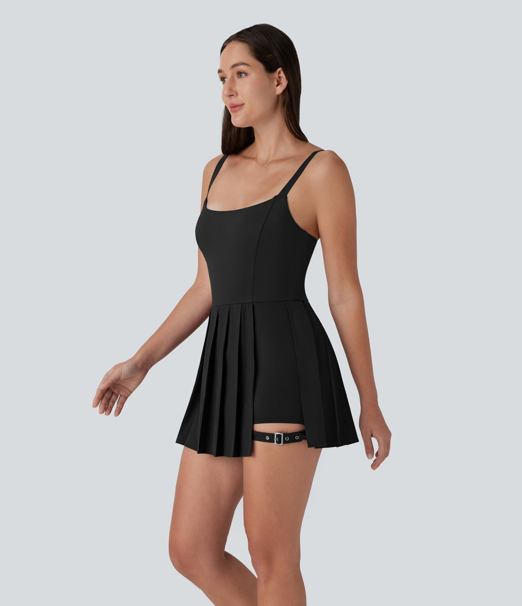 Breezeful™ Robe bain de soleil plissée à boucle ajustable 2-en-1 avec poche latérale séchage rapide micro-courte décontractée