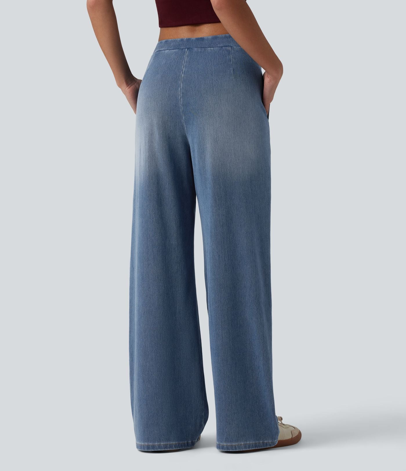Jean droit Halara Flex™ casual taille mi-haute asymétrique avec poches