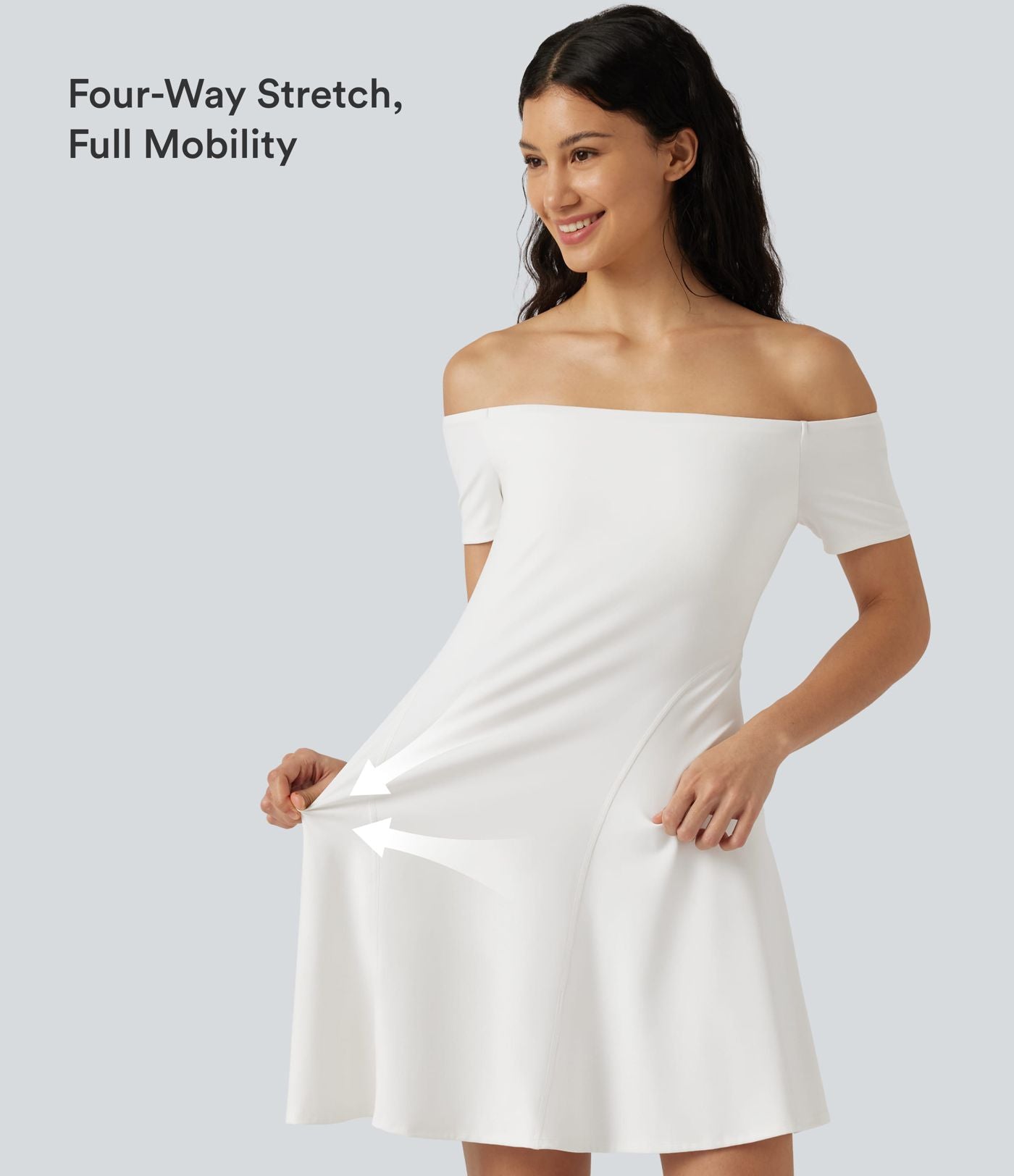 Robe mini SoftlyZero™ Plush épaules dénudées à manches courtes, maintien intégré, bonnets B à E