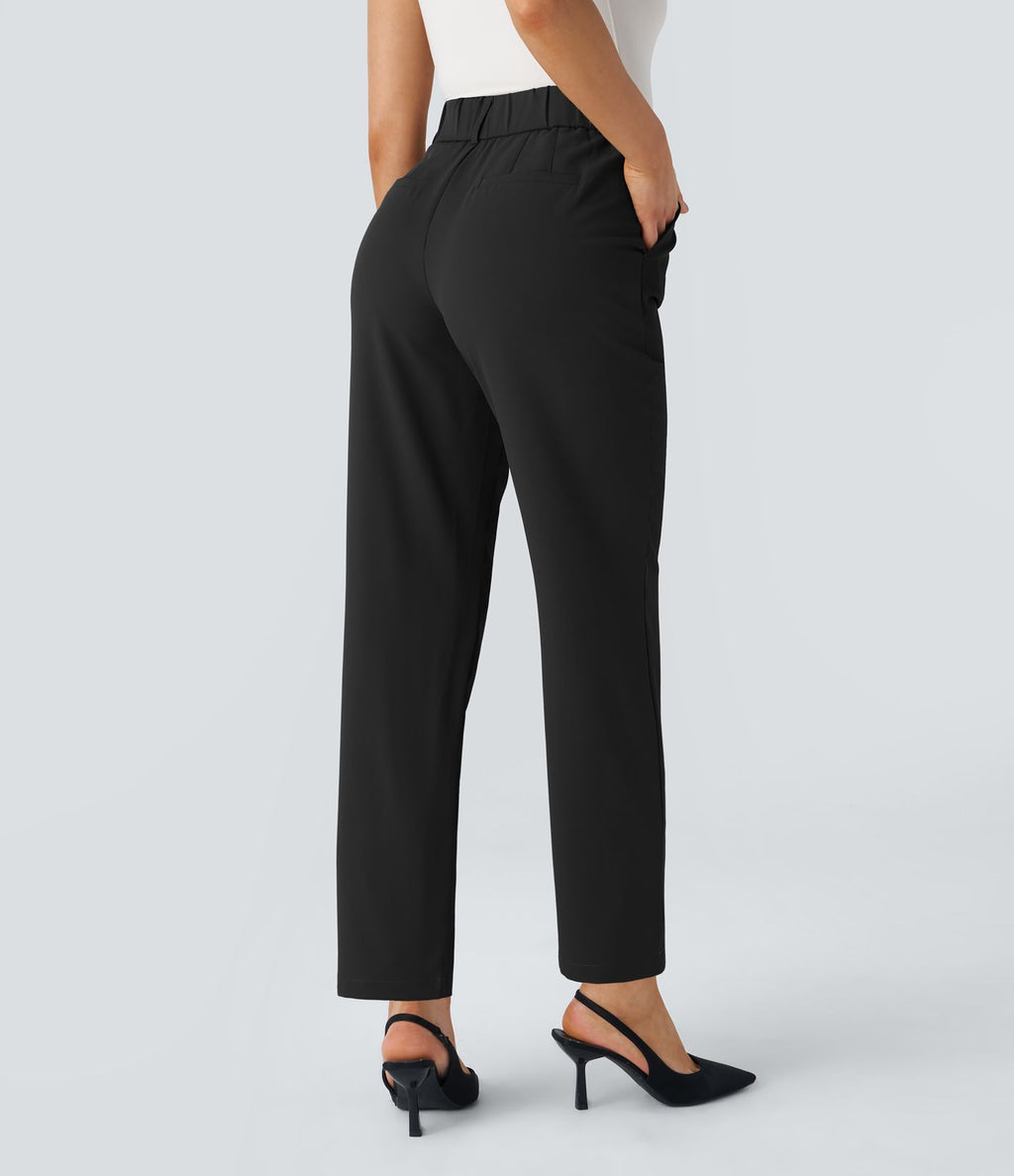 Pantalon tailleur Halara Flex™ fuselé uni, taille haute, avec poches