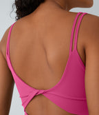 Robe de sport danse 2-pièces SoftlyZero™ Plush double bretelles caraco avec poche A-D