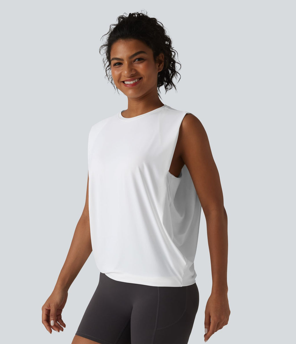Débardeur de yoga col rond croisé effet frais InstantCool, protection solaire UPF50+
