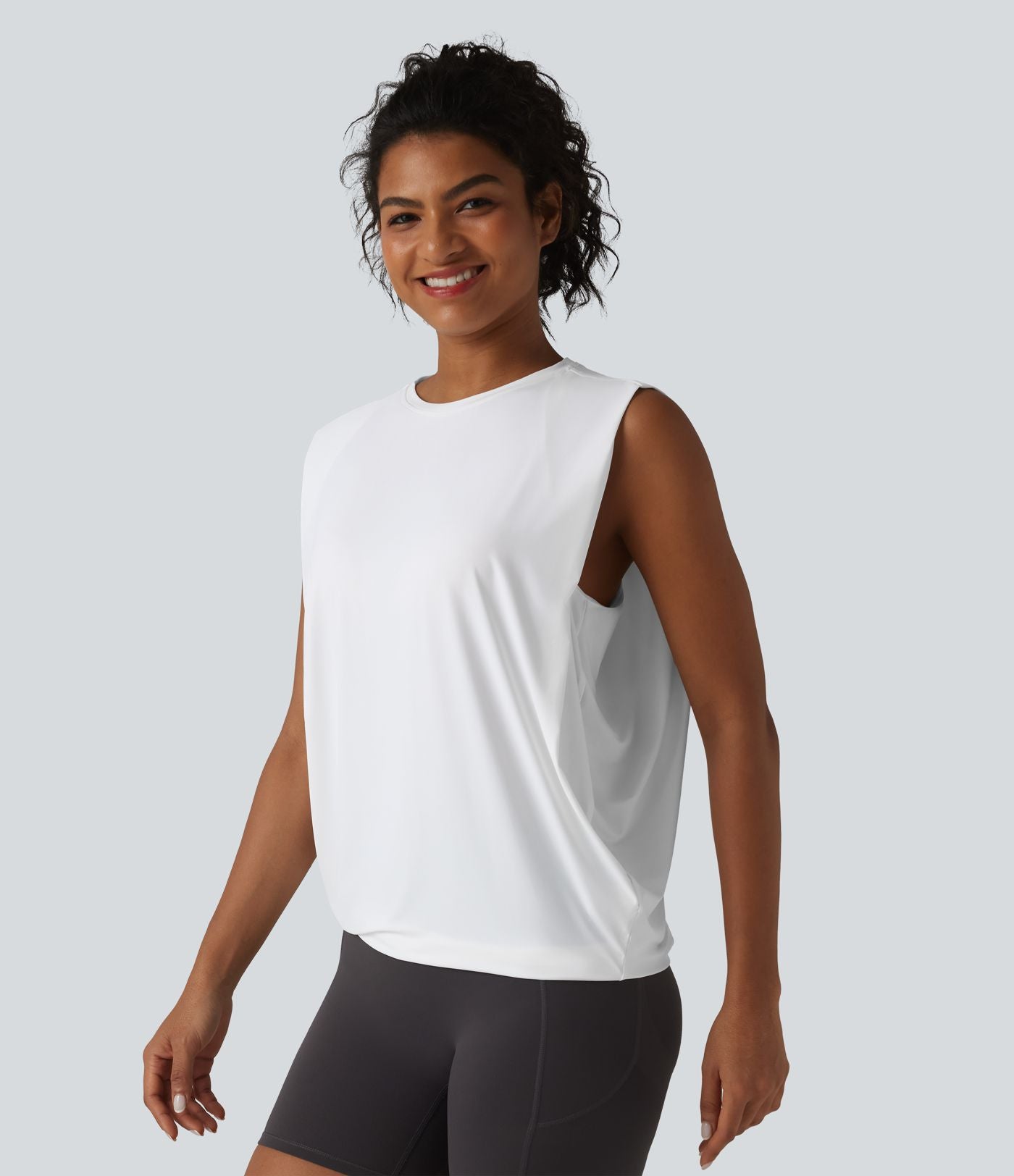 Débardeur de yoga col rond croisé effet frais InstantCool, protection solaire UPF50+