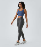 Legging de yoga SoftlyZero™ en simili stretch avec taille croisée, imprimé métallisé et poche arrière