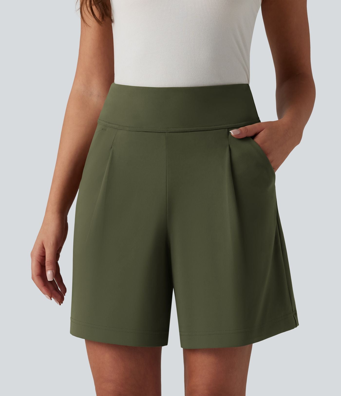 Short tailleur ample DayStretch taille haute 17,5 cm avec poches