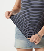 Caraco décontracté Halara UltraSculpt™ jacquard rayé avec dos ajouré, ourlet arrondi et coussinets amovibles
