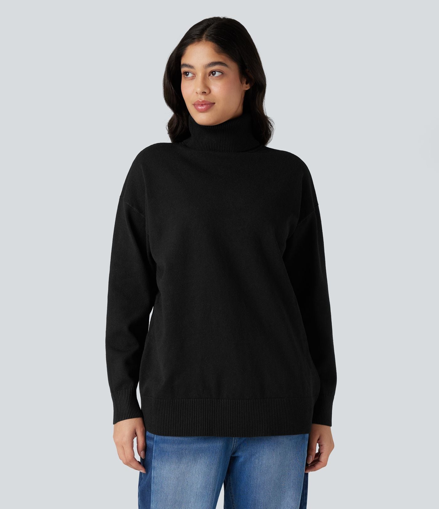 Pull tailleur col montant manches longues - Réversible devant et dos
