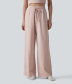 Pantalon de détente ample taille haute avec cordon de serrage et poches