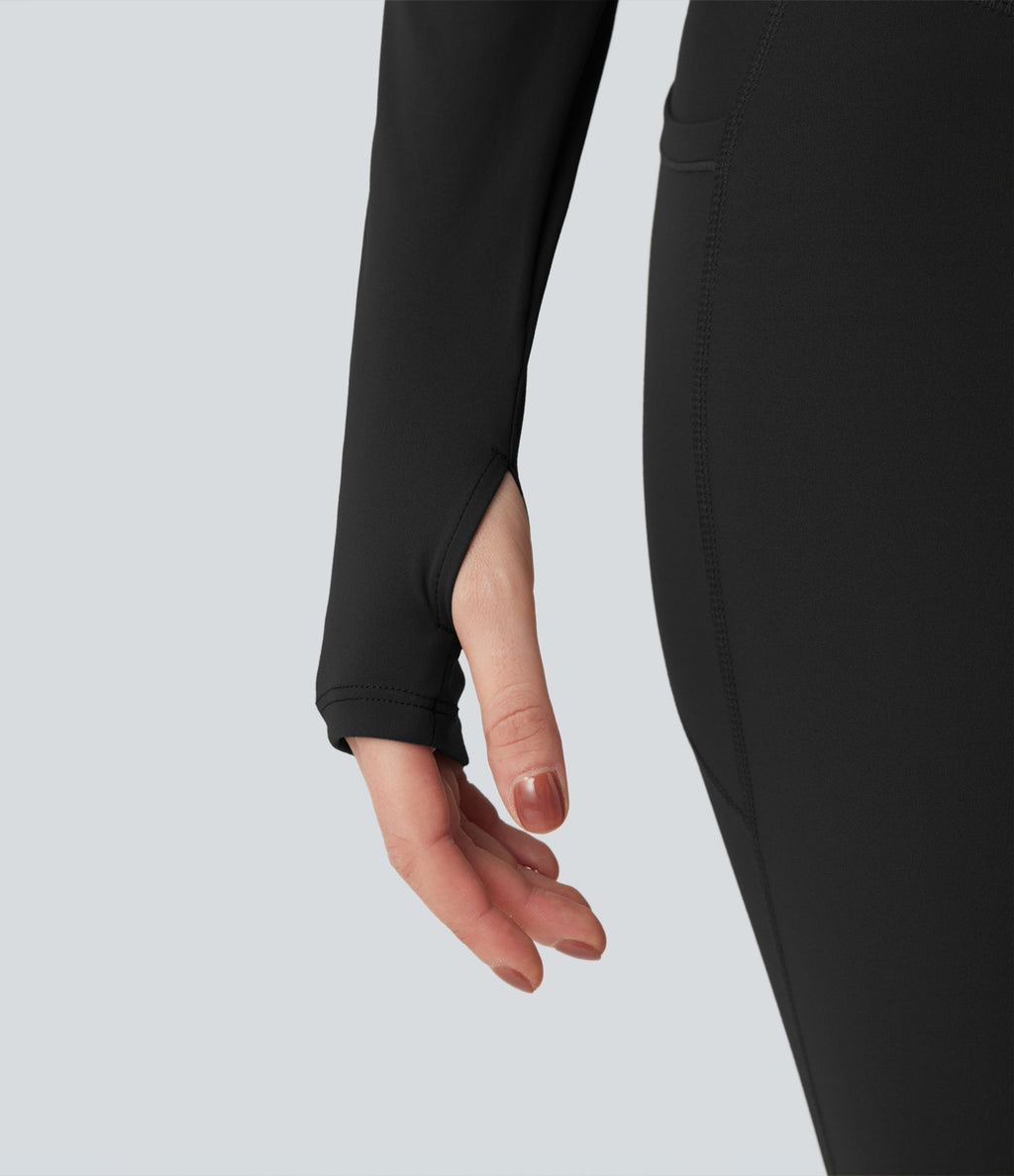 Veste yoga SoftlyZero™ Plush col montant manches longues avec trous pour pouces et dos croisé