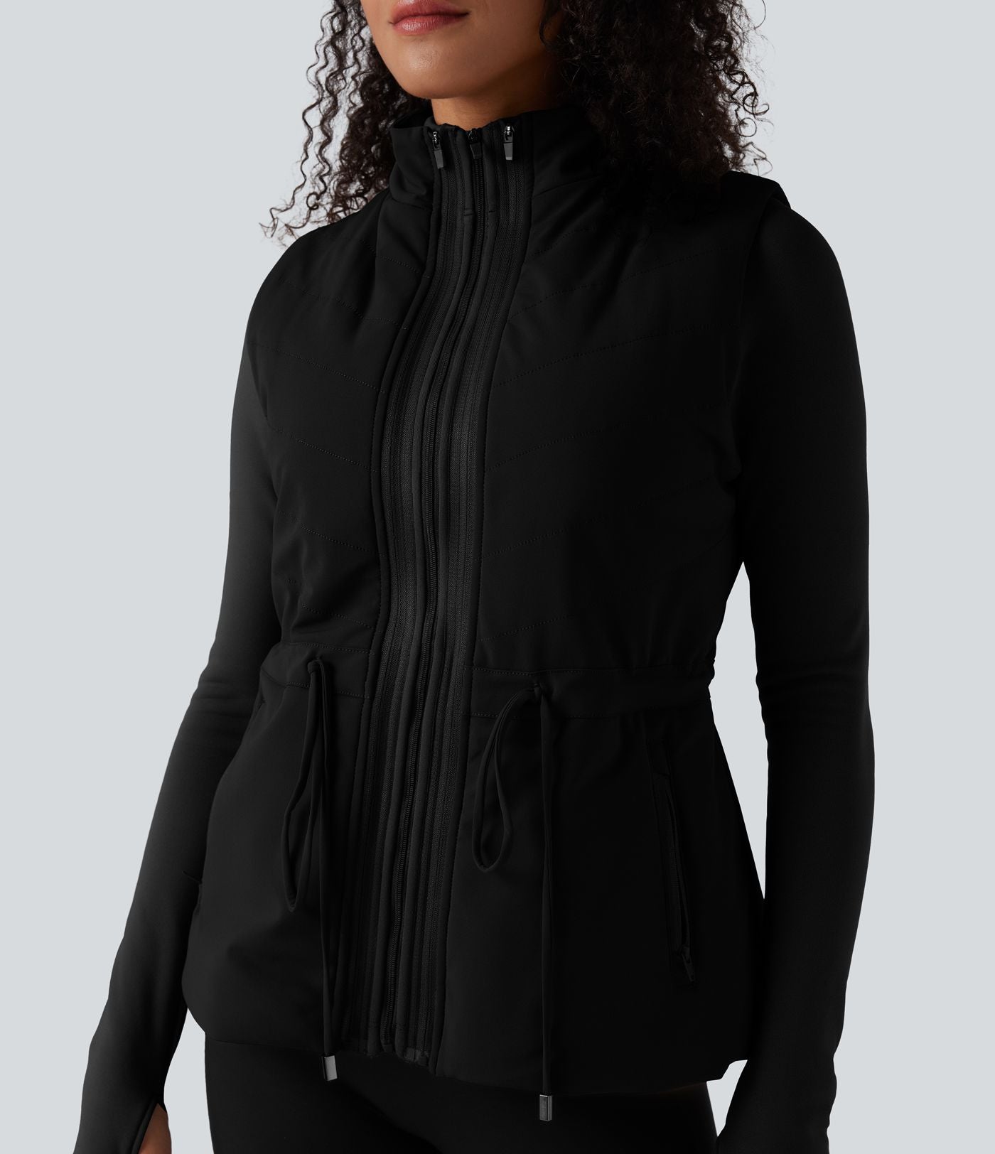 Veste polaire PuffFlex 3-en-1 à col montant et manches longues avec passe-pouces et gilet matelassé avec poches