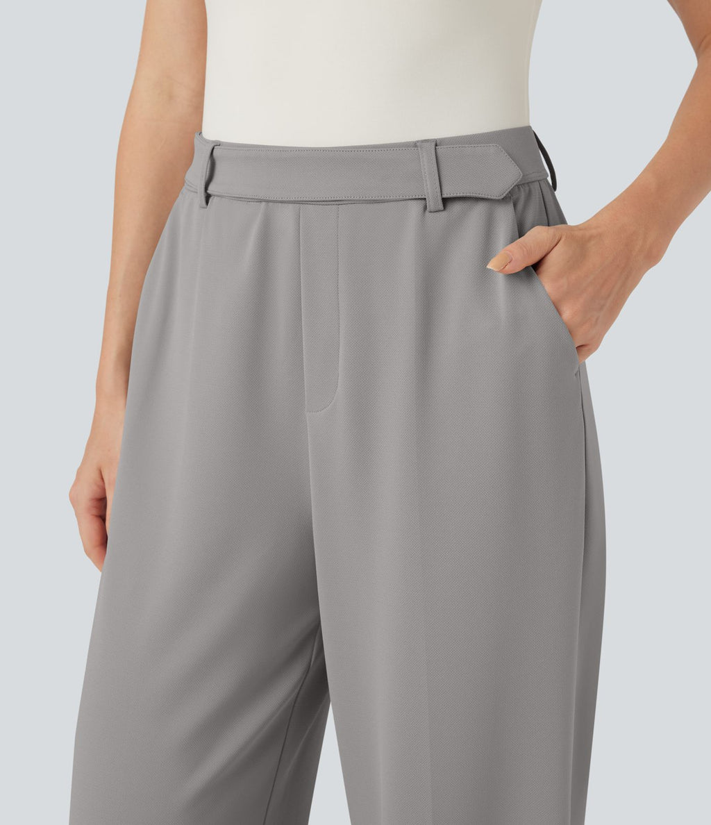 Pantalon tailleur large Halara Flex™ taille haute en crêpe ourlet roulé avec poches
