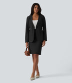 Blazer buerau manches longues en mélange de lin avec poches