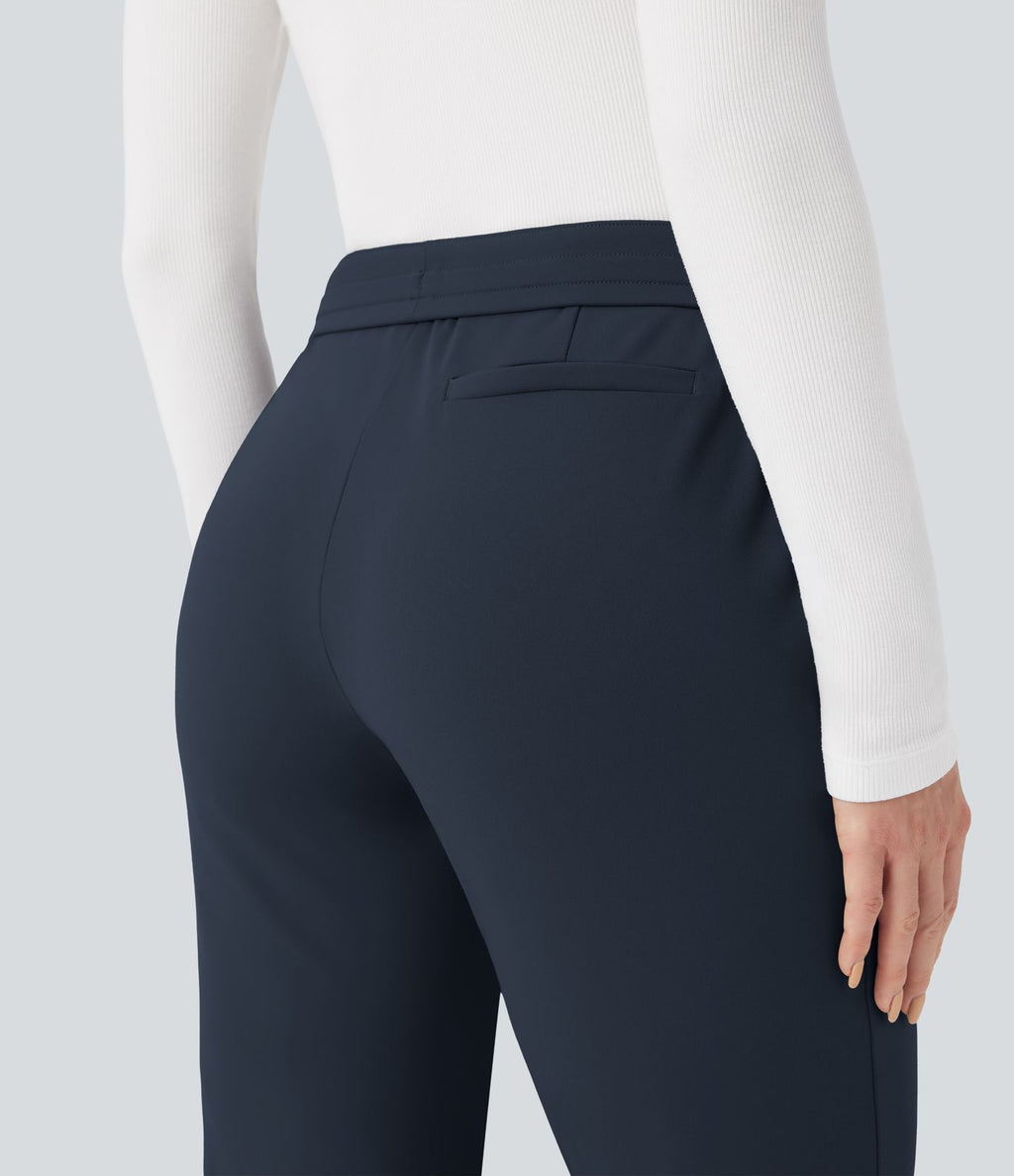Pantalon de travail ajusté 7/8 repliable taille haute avec cordon de serrage Halara Flex™ DayStretch avec poches