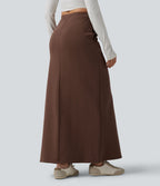 Jupe longue décontractée taille haute en molleton French Terry coton avec poches