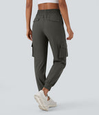 Pantalon cargo de danse taille haute avec cordon de serrage et poches multiples