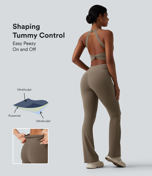 Combinaison bootcut d'entraînement gainante Halara UltraSculpt™ avec poches - Édition Easy Peasy