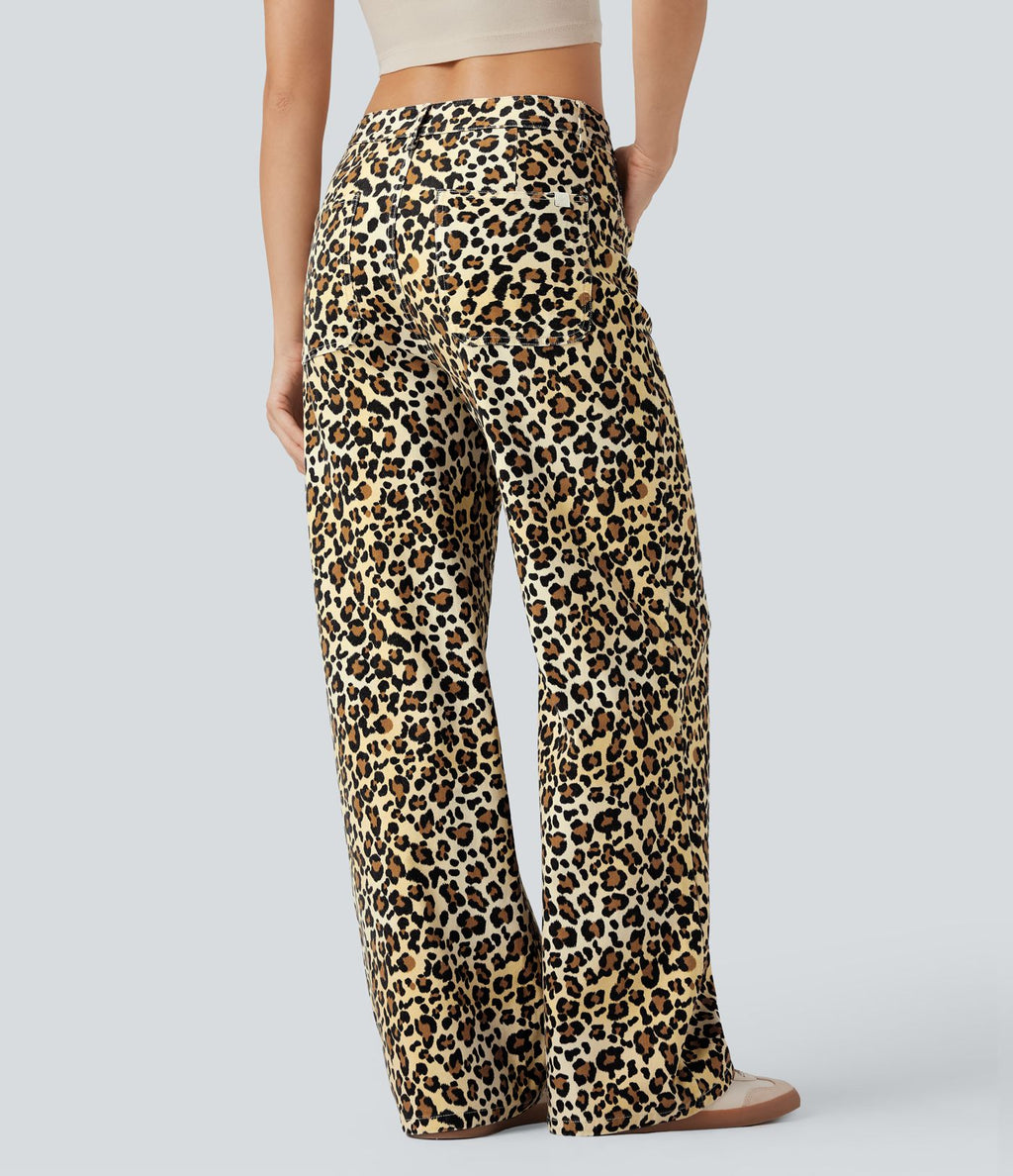 Jean baggy léopard Halara Flex™ taille mi-haute avec poches