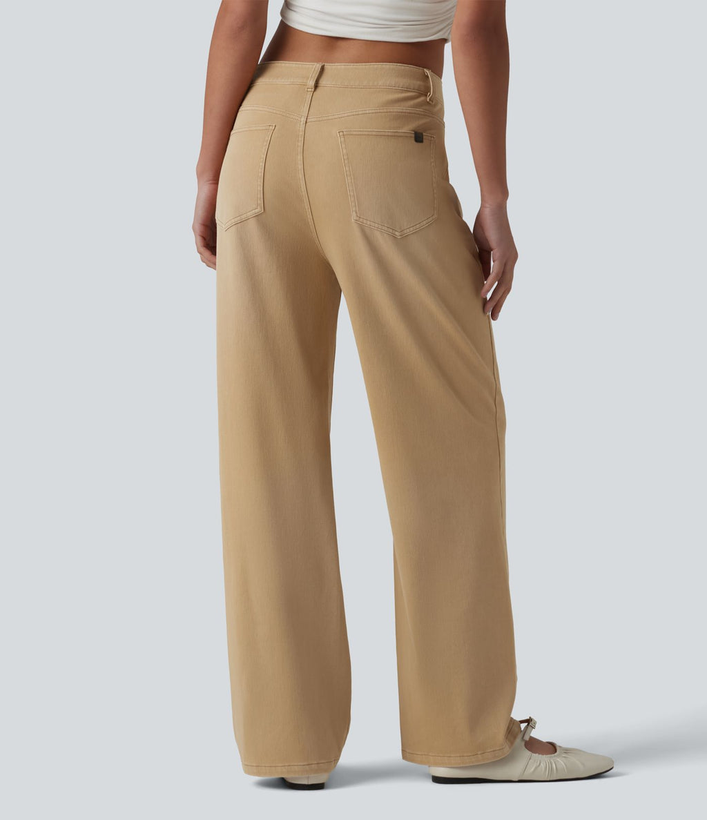 Jean droit Halara Flex™ décontracté coloré taille mi-haute avec poches