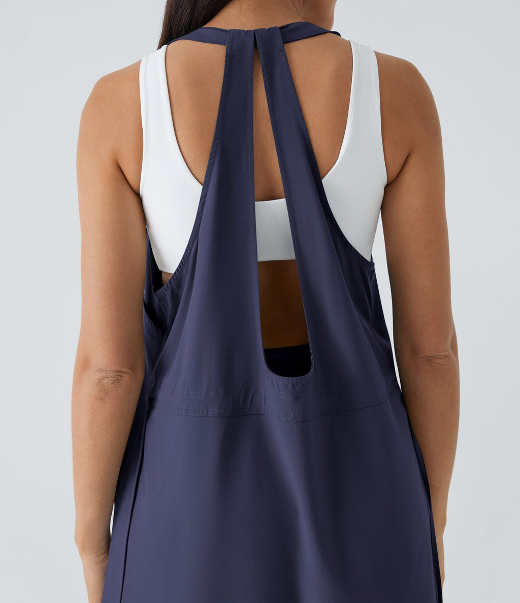 Breezeful™ Robe Sport Randonnée Mini Séchage Rapide 2 Pièces Dos Nu Poches Multiples Cordon de Serrage