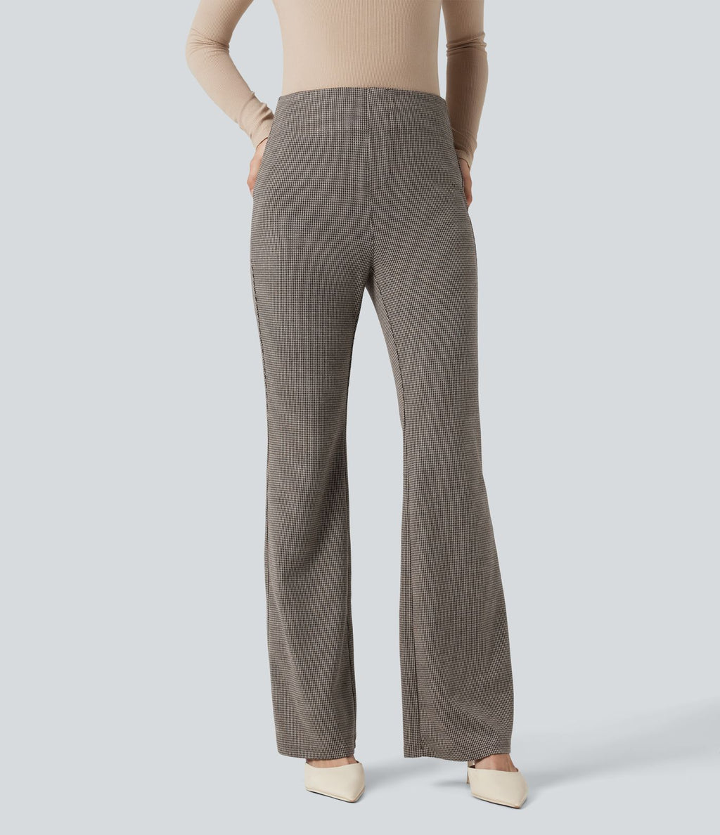 Halara Flex™ Pantalon tailleur évasé pied-de-poule taille haute avec poches