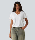 T-shirt décontracté col U manches courtes