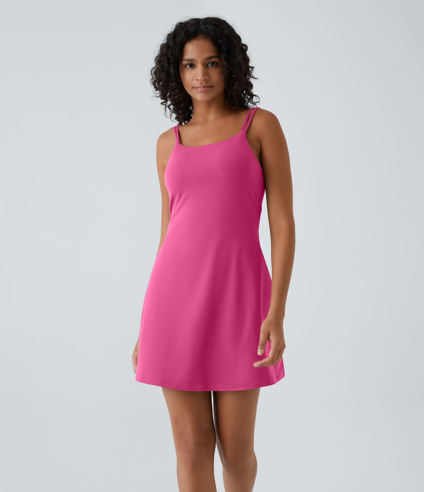 Robe de sport danse 2-pièces SoftlyZero™ Plush double bretelles caraco avec poche A-D