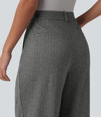 Pantalon à carreaux Halara Flex™ pour le bureau, taille haute, coupe droite avec poches