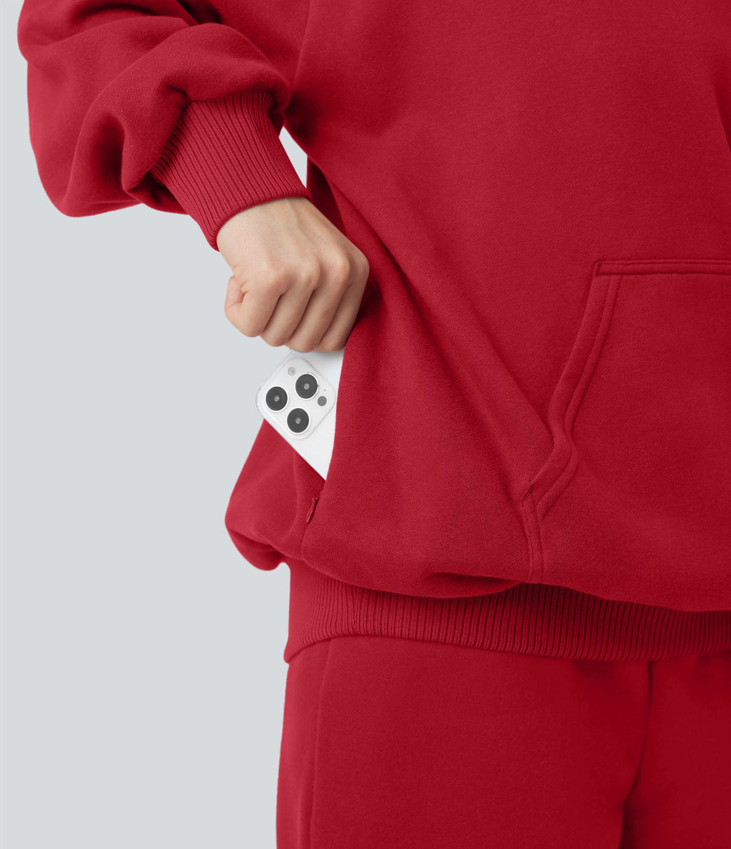 Sweat à capuche en coton molleton manches longues avec poches
