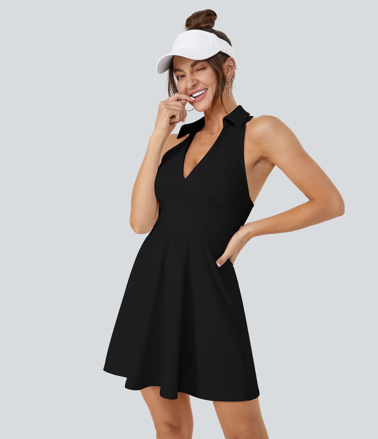 Robe de golf mini SoftlyZero™ Airy évasée à effet frais InstantCool en 2-en-1 avec col dos nageur et poche pour tee de golf, protection solaire UPF50+