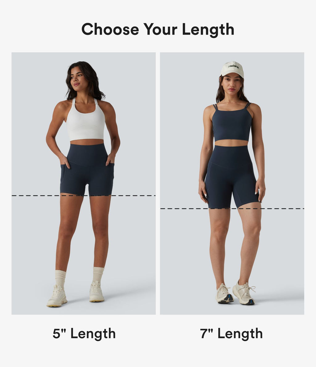 Short cycliste de running Halara UltraSculpt™ taille haute ventre plat 12,5 cm avec dos croisé et poches