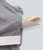 Débardeur de yoga crop top côtelé extensible respectueux de la peau