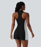 Halara UltraSculpt™ Robe sport mini de golf à col cheminée, soutien-gorge intégré, dos nageur et colorblock