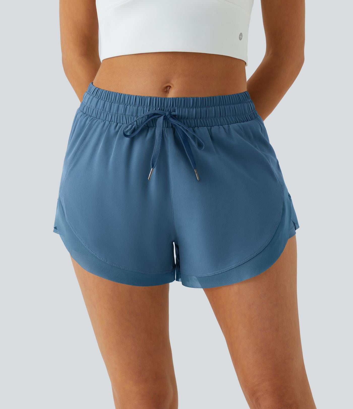 Shorts Running 7,5cm 2 en1 Taille Mi-Haute Cordon de Serrage Empiècement Mesh Contrastant