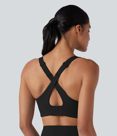 Brassière de sport d'entraînement Halara UltraSculpt™ soutien moyen à coques moulées, bretelles croisées et boucle ajustable