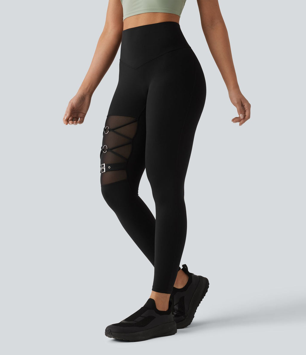 Halara UltraSculpt™ Legging de yoga 7/8 taille haute ventre plat avec maille respirante et boucle