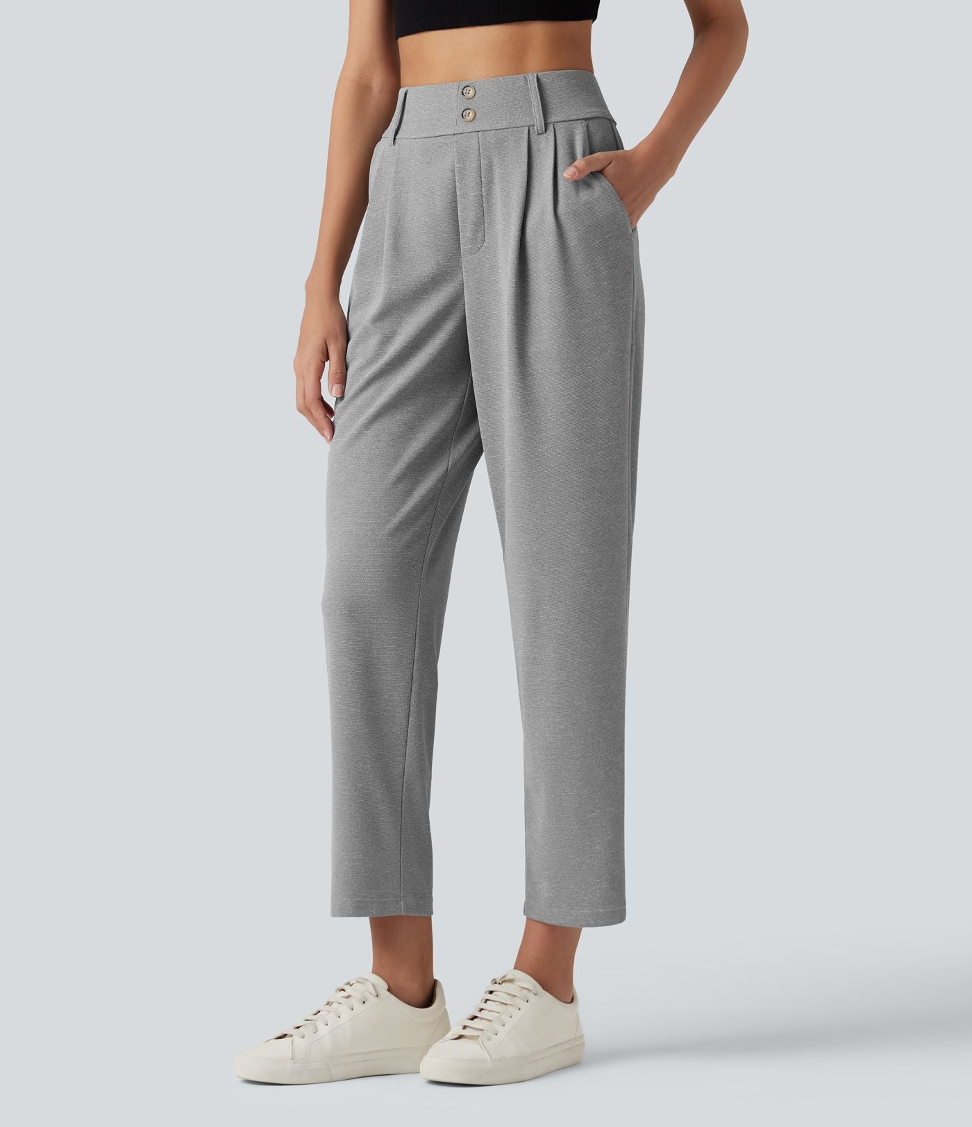 Halara Flex™ Pantalon tailleur fuselé taille haute en tissu gaufré avec poches