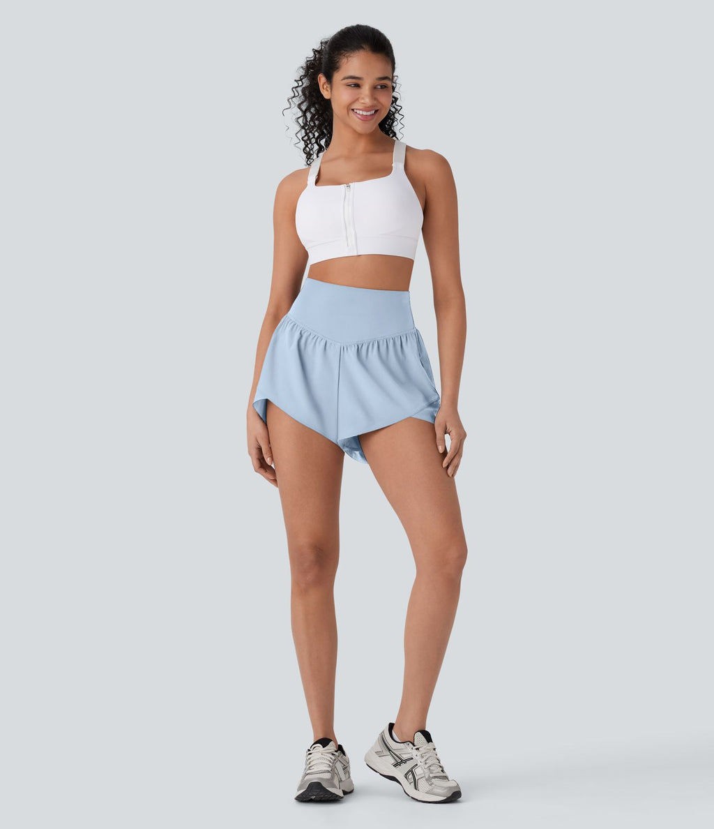 Breezeful™ Short yoga taille haute avec poche arrière ourlet croisé séchage rapide