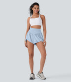 Breezeful™ Short yoga taille haute avec poche arrière ourlet croisé séchage rapide